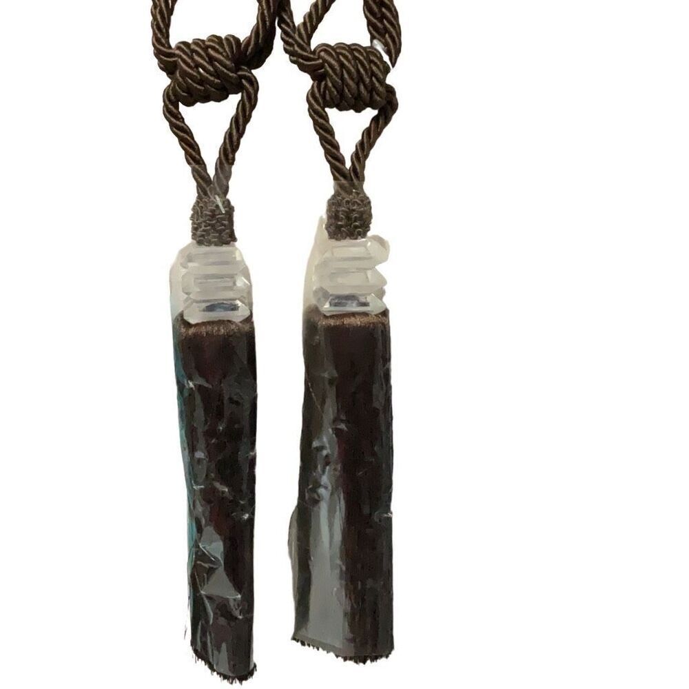 Hallmart Collectibles Acrylic Tie Backs Drapery Curtains Tassels Dark Brown (2)